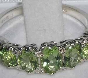 LetsBuyGold 925 Sterling Silver Real Genuine Peridot Womens Band Ring - Size 12