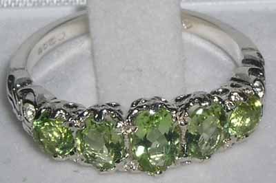 LetsBuyGold 925 Sterling Silver Real Genuine Peridot Womens Band Ring - Size 12