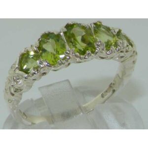 LetsBuyGold 925 Sterling Silver Real Genuine Peridot Womens Band Ring - Size 12