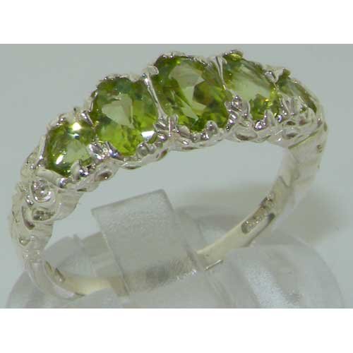 LetsBuyGold 925 Sterling Silver Real Genuine Peridot Womens Band Ring - Size 12