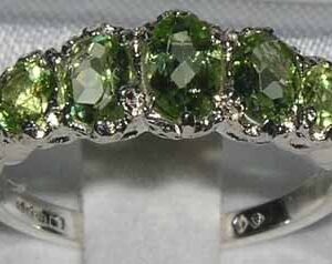 LetsBuyGold 925 Sterling Silver Real Genuine Peridot Womens Band Ring - Size 12