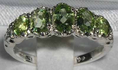 LetsBuyGold 925 Sterling Silver Real Genuine Peridot Womens Band Ring - Size 12