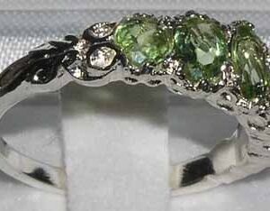 LetsBuyGold 925 Sterling Silver Real Genuine Peridot Womens Band Ring - Size 12