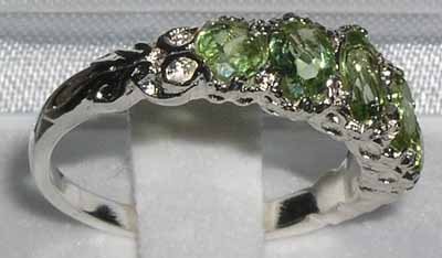 LetsBuyGold 925 Sterling Silver Real Genuine Peridot Womens Band Ring - Size 12