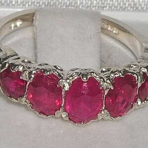 LetsBuyGold 925 Sterling Silver Real Genuine Ruby Womens Promise Ring - Size 9