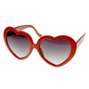 zeroUV Oversized Heart Shaped Sunglasses UV400 Cute Trendy Love Fashion Eyewear for Women 52mm (Red)