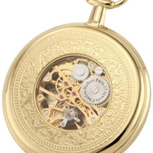 Charles-Hubert, Paris 3909-G Classic Collection Gold-Plated Hunter Case Mechanical Pocket Watch