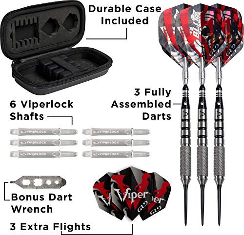 Viper by GLD Products unisex adult Viper Blitz 95 Tungsten Steel Tip Dart Set with Case 24 Grams, Black, 24-Gram US