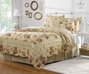 greenland home antique rose quilt set, full/queen (5 piece), ecru