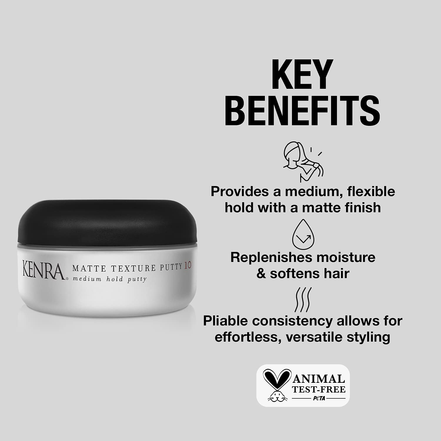 Kenra Matte Texture Putty 10 | Medium Hold Styler | Flexible Hold With A Matte Finish | Replenishes Moisutre & Softens Hair | All Hair Types | 2 oz