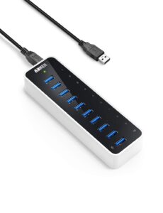 anker usb a hub, usb 3.0 hub, 10 ports usb hub for laptop & pc, for macbook, mac pro/mini, imac, xps, surface pro, galaxy series, mobile hdd and more