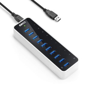 Anker USB A Hub, USB 3.0 Hub, 10 Ports USB Hub for Laptop & PC, for MacBook, Mac Pro/Mini, iMac, XPS, Surface Pro, Galaxy Series, Mobile HDD and More