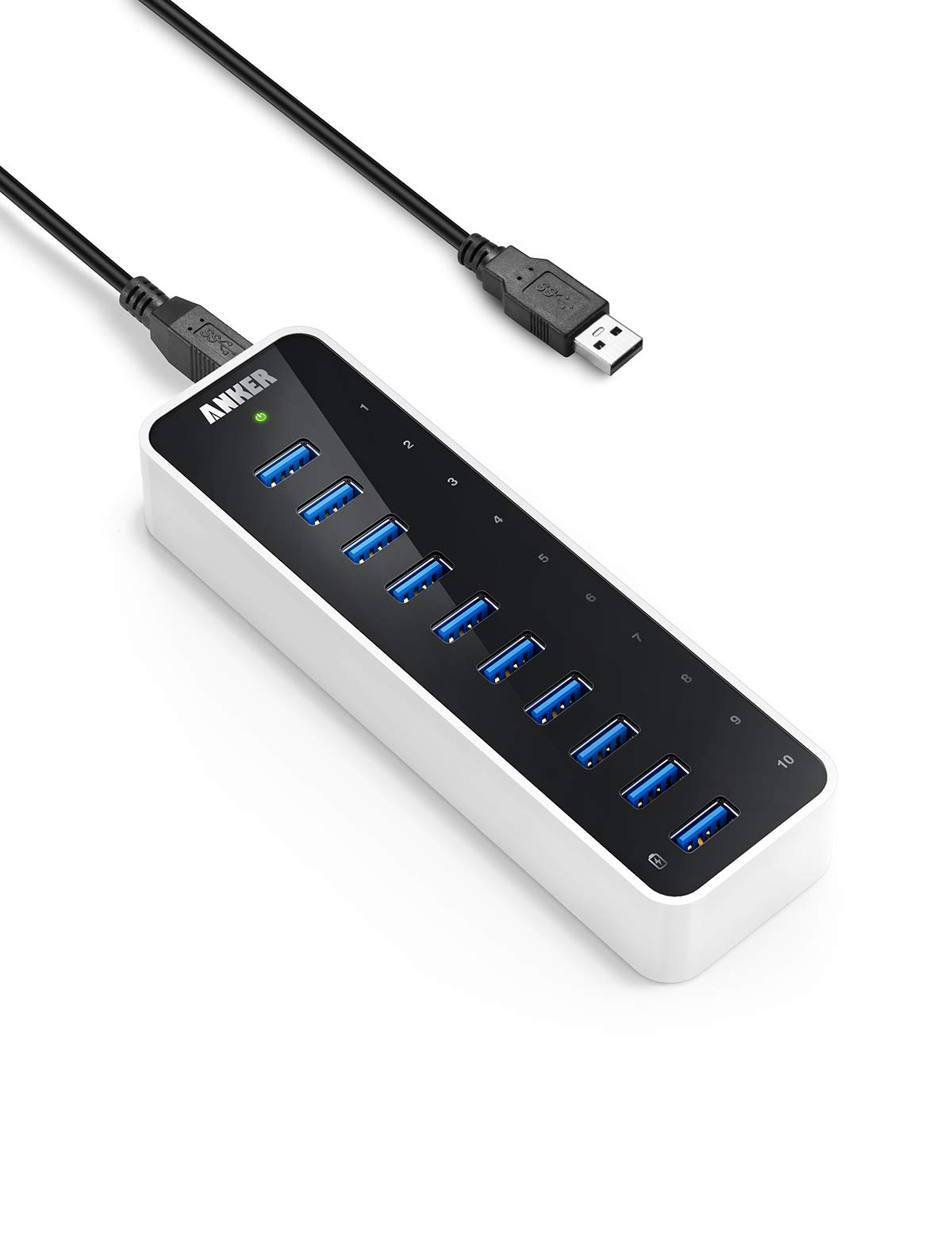 Anker USB A Hub, USB 3.0 Hub, 10 Ports USB Hub for Laptop & PC, for MacBook, Mac Pro/Mini, iMac, XPS, Surface Pro, Galaxy Series, Mobile HDD and More