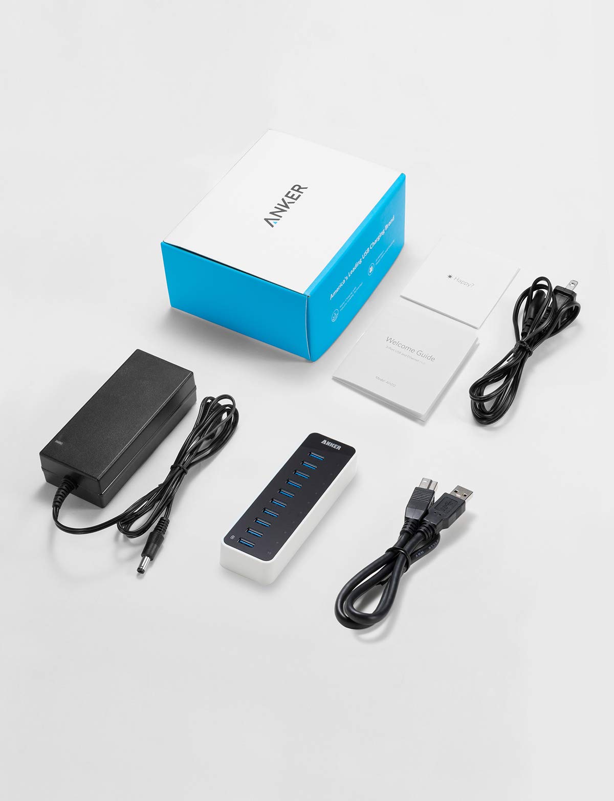 Anker USB A Hub, USB 3.0 Hub, 10 Ports USB Hub for Laptop & PC, for MacBook, Mac Pro/Mini, iMac, XPS, Surface Pro, Galaxy Series, Mobile HDD and More