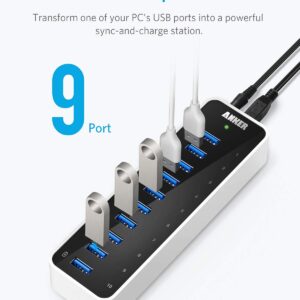 Anker USB A Hub, USB 3.0 Hub, 10 Ports USB Hub for Laptop & PC, for MacBook, Mac Pro/Mini, iMac, XPS, Surface Pro, Galaxy Series, Mobile HDD and More