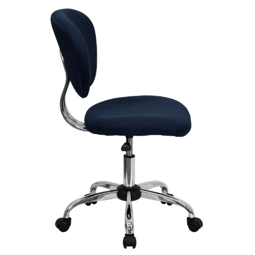 Flash Furniture Beverly Mid-Back Navy Mesh Padded Swivel Task Office Chair with Chrome Base