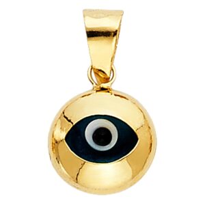 14k yellow gold evil eye charm pendant