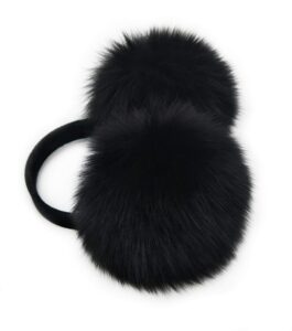 hima real fox fur earmuff made in usa (black)