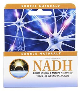 source naturals nadh 10mg, boost energy and mental alertness*, 10mg - 30 peppermint lozenges