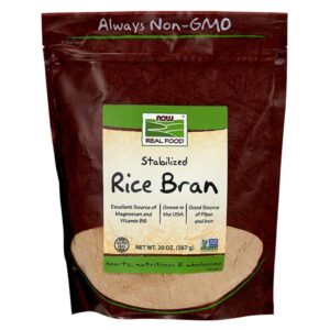 now foods, rice bran, source of magnesium, vitamin b6, fiber and iron, usa-grown, gluten-free and certified non-gmo, 20-ounce (packaging may vary)