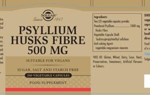 Solgar - Psyllium Husks Fiber 500 mg, 200 Vegetable Capsules