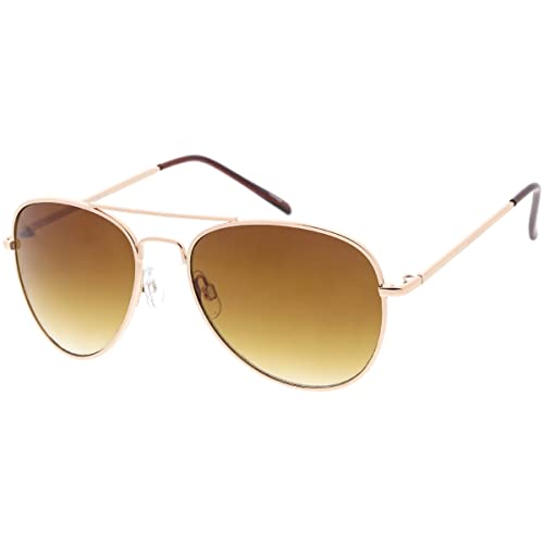 zeroUV - Aviator Sunglasses for Women, Classic Style Glasses for Small Faces 50 mm (Gold)