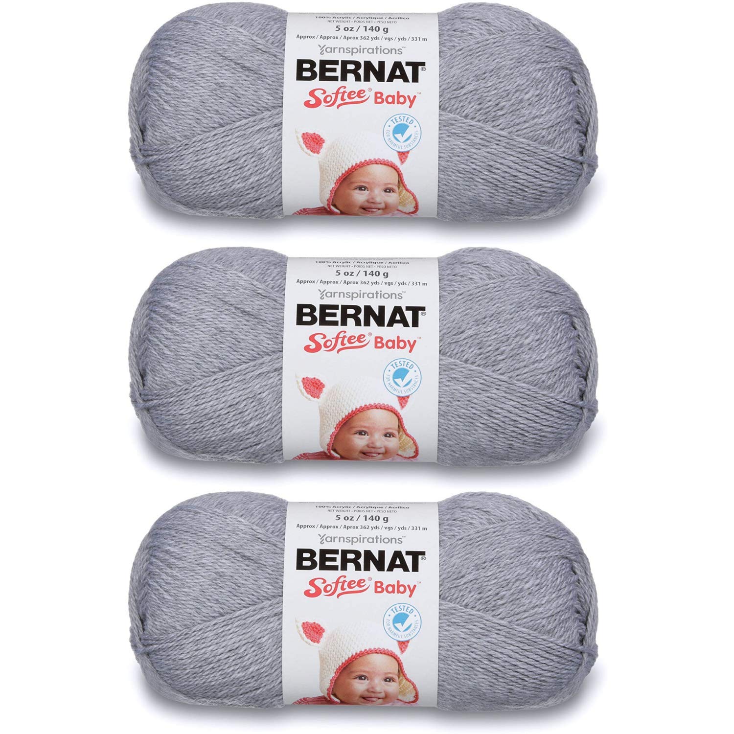 Bernat Softee Baby Yarn Solids (3-Pack) Flannel 166030-30044