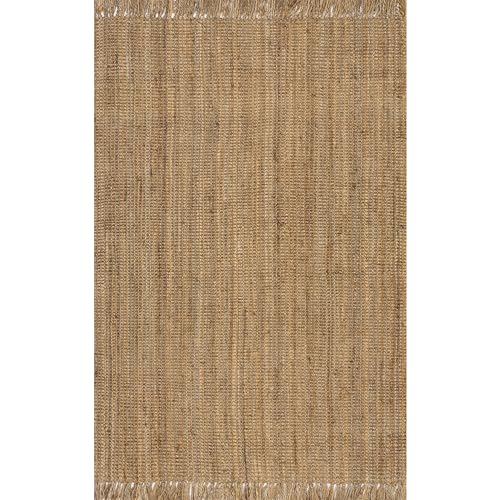 nuLOOM 4x6 Daniela Jute Tassel Hand Woven Area Rug, Natural, Solid Chunky Farmhouse Design, Natural Fiber, For Bedroom, Dining Room, Living Room, Hallway, Office, Entryway