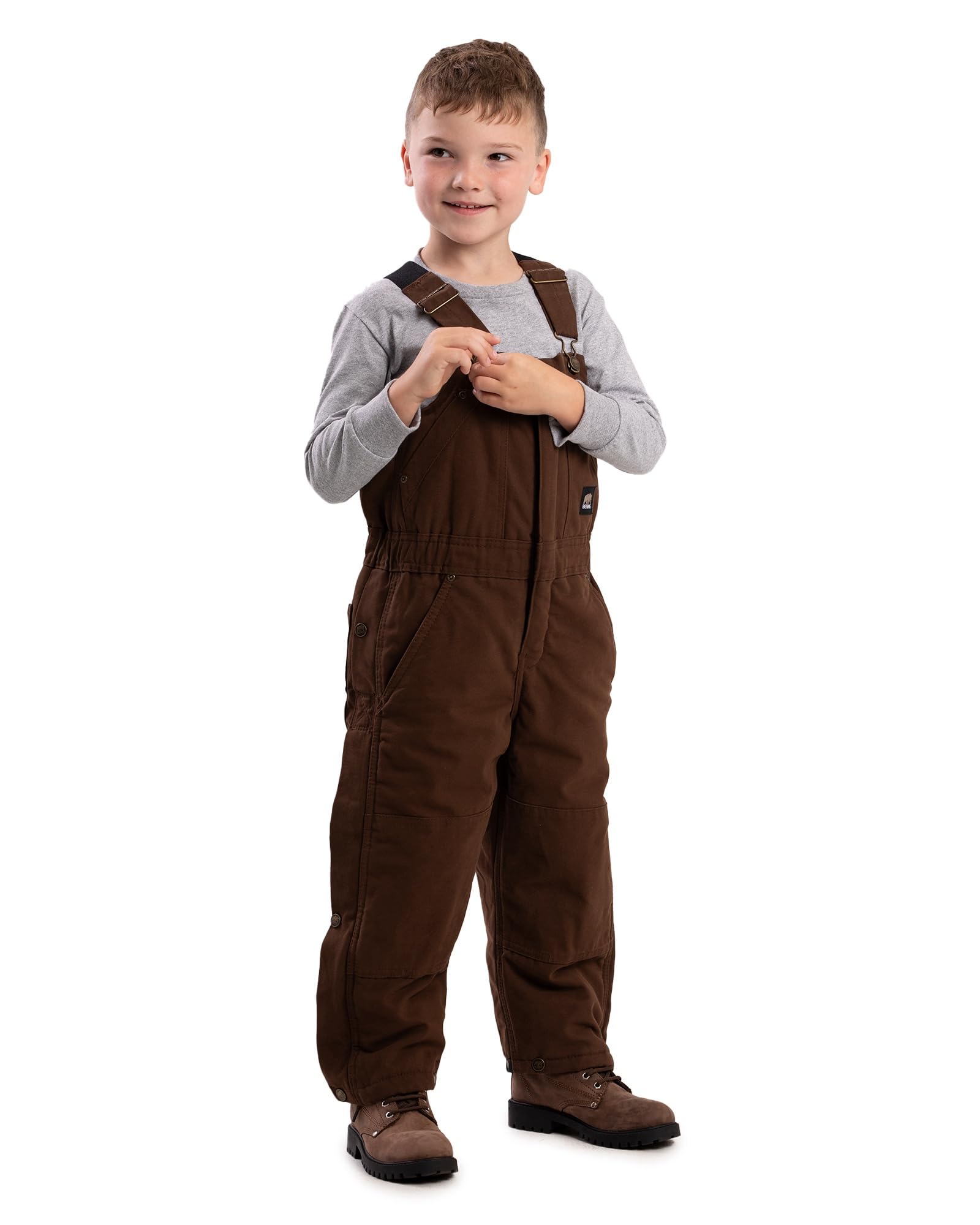 Berne Youth Softstone Insulated Bib Overall, X-Small Regular, Bark