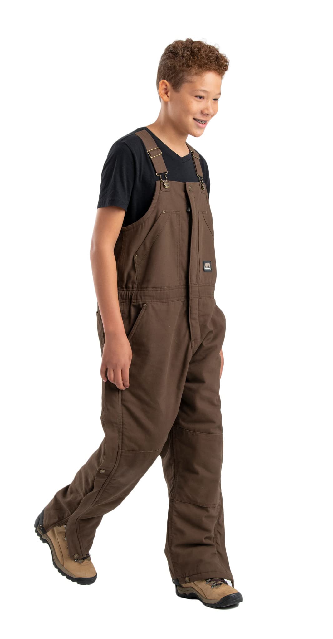 Berne Youth Softstone Insulated Bib Overall, X-Small Regular, Bark