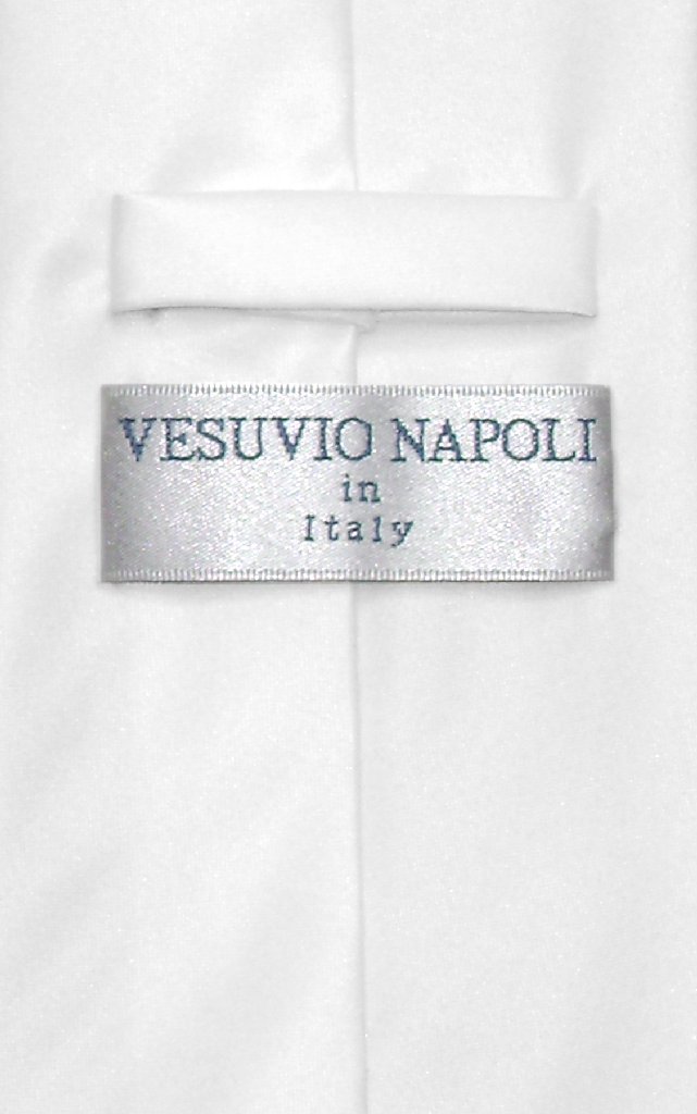 Vesuvio Napoli NeckTie Solid WHITE Color Men's Neck Tie