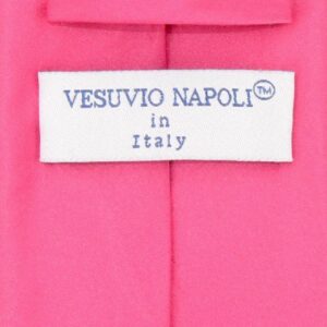 Vesuvio Napoli NeckTie Solid HOT PINK FUCHSIA Color Men's Neck Tie, Hot Pink Fuchsia Fuschia, One Size