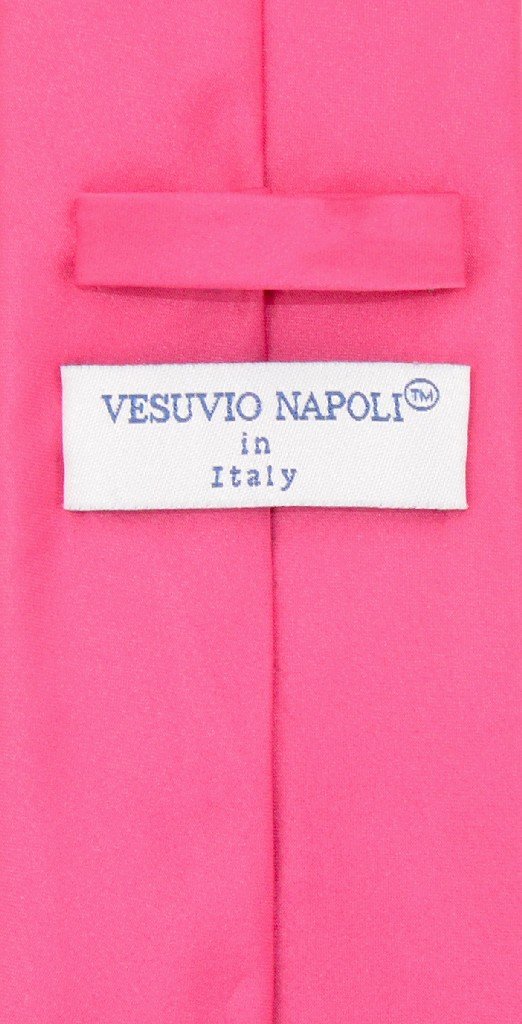 Vesuvio Napoli NeckTie Solid HOT PINK FUCHSIA Color Men's Neck Tie, Hot Pink Fuchsia Fuschia, One Size