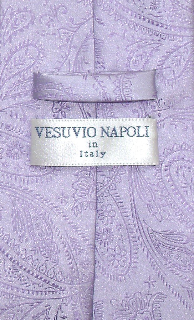 Vesuvio Napoli NeckTie LAVENDER Purple Color Paisley Design Men's Neck Tie