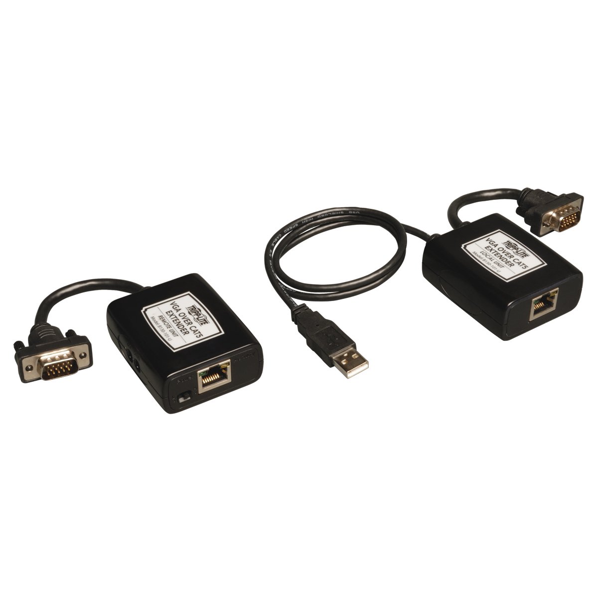 Tripp Lite VGA over Cat5 / Cat6 Extender, Transmitter and Receiver, USB Powered, 1920x1440 at 60Hz (B130-101-U) Black