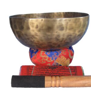 Himalayan Shop 9 Inch Hand Hammered Tibetan Singing Bowl with Suede Covered Mallet