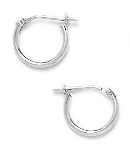 14k White Gold 10mm Round Hoop Earrings Jewelry Gifts for Women