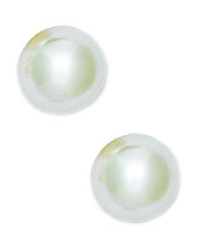 14k Yellow Gold Creamrose 10mm Round Crystal Pearl Earrings Jewelry for Women