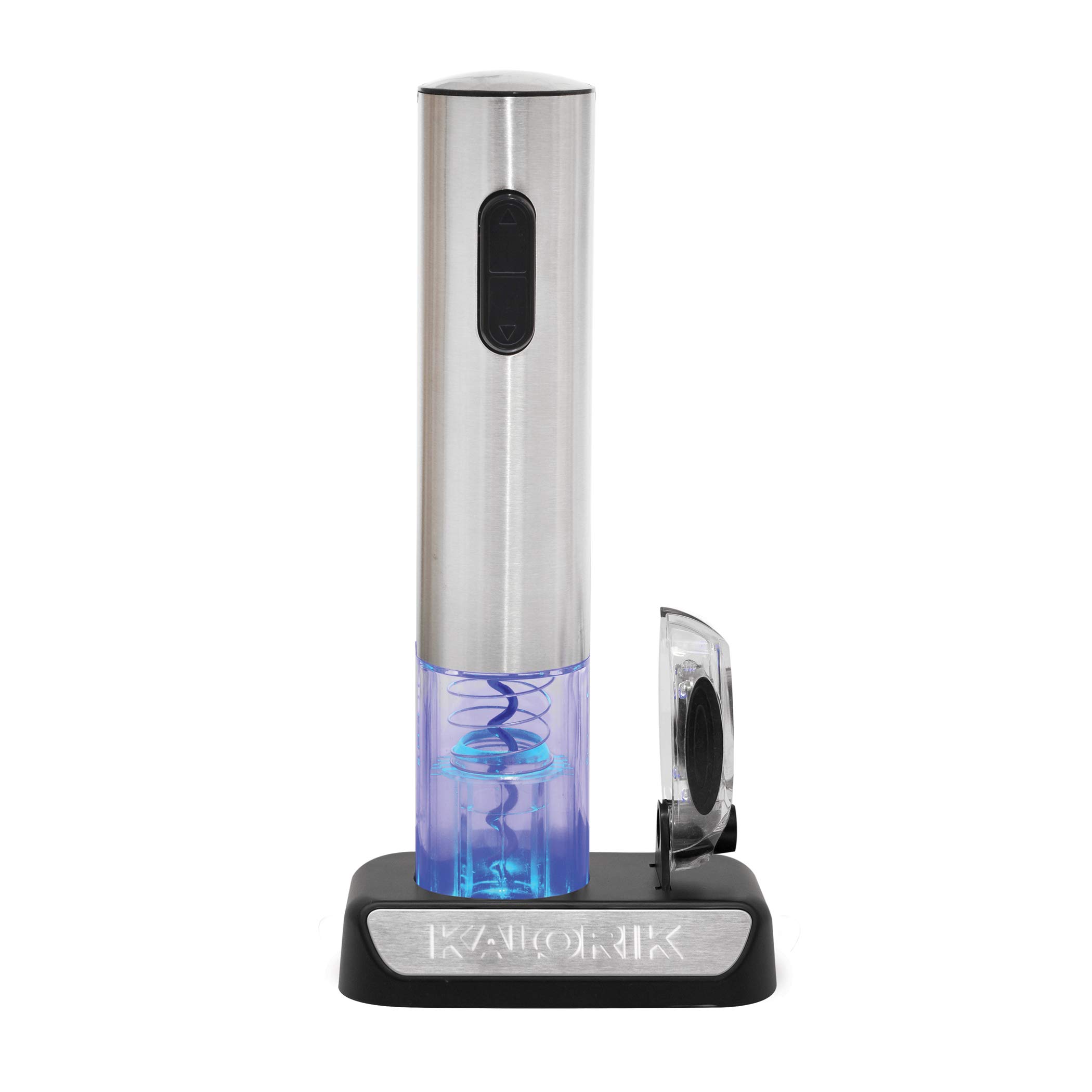 Kalorik Electric Wine Bottle Opener, Charging Base, Foil Cutter, Stainless Steel.