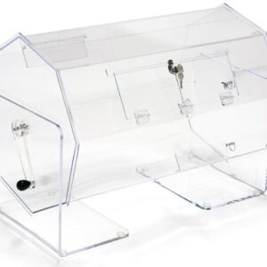 Displays2go Clear Acrylic Raffle Drum, Locking Door and Easy-Turn Lever - Large