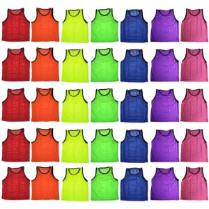 BlueDot Trading Youth Sports Pinnie Scrimmage Training Vest/Team Practice Jersey in Nylon Mesh for all kinds of Sports, Soccer, Football, Basketball, Yellow, 6 Pack