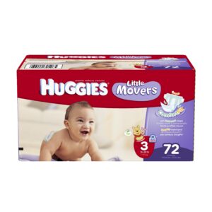 huggies little movers diapers, size 3, big pack, 72 count (packaging may vary)