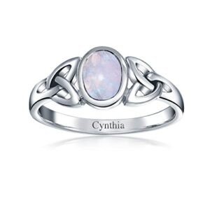 Bling Jewelry Celtic Trinity Love Knot Triquetra Rainbow Moonstone Infinity Ring Band For Women Teen 1MM Band .925 Sterling Silver June Birthstone