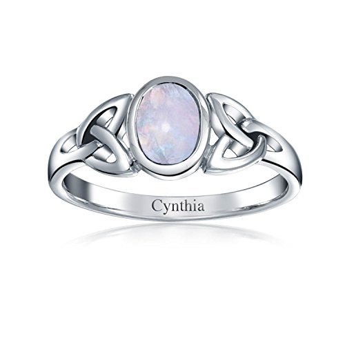 Bling Jewelry Celtic Trinity Love Knot Triquetra Rainbow Moonstone Infinity Ring Band For Women Teen 1MM Band .925 Sterling Silver June Birthstone