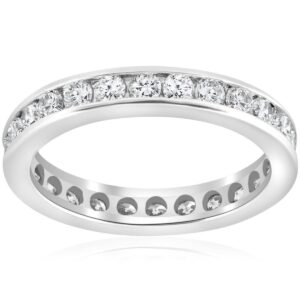 p3 pompeii3 1 1/2ct channel set diamond eternity ring 14k white gold - size 7.5