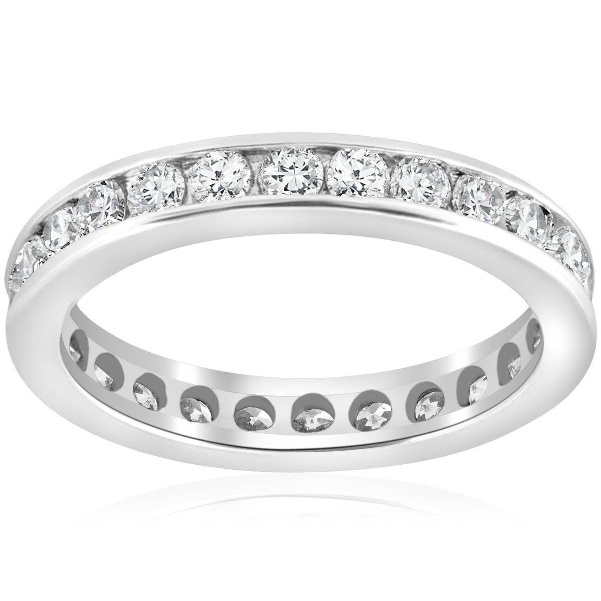 P3 POMPEII3 1 1/2ct Channel Set Diamond Eternity Ring 14K White Gold - Size 7.5