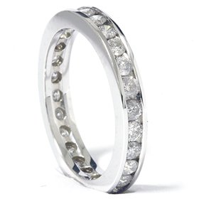 P3 POMPEII3 1 1/2ct Channel Set Diamond Eternity Ring 14K White Gold - Size 7.5