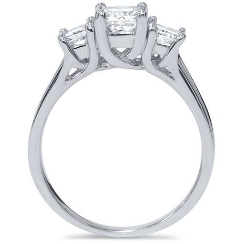 P3 POMPEII3 1ct Three Stone Princess Cut Diamond Engagement Ring 14K White Gold - Size 5.5