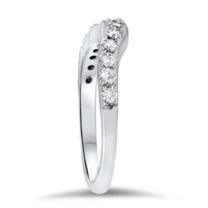 P3 POMPEII3 14K White Gold 3/8ct Diamond Wedding Anniversary Curved Guard Ring - Size 5.5