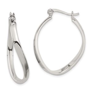 the black bow twisted oval hoop earrings in sterling silver - 33mm (1 1/4 inch)